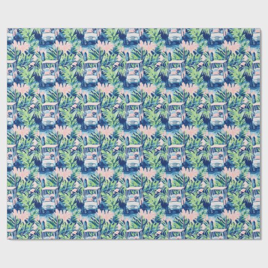 パーム名門私立校風のビーチゴルフカート ラッピングペーパー (フラット)