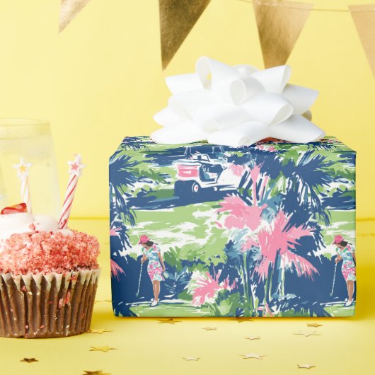 パーム名門私立校風のビーチゴルフ ラッピングペーパー (誕生日パーティー)