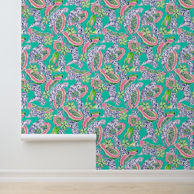 パーム名門私立校風のビーチティール（緑がかった色）タイガース&パパイアス 壁紙 (アプリケーション)