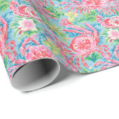 パーム名門私立校風のビーチフローラカニのパターン ラッピングペーパー (ロールコーナー)