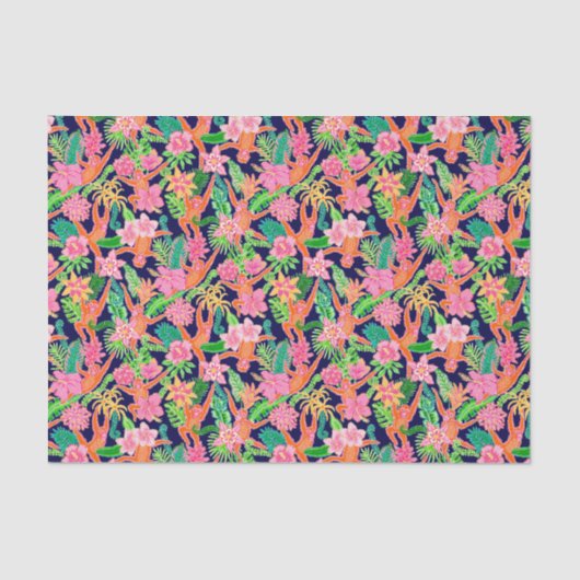 パーム名門私立校風のビーチプリントかわいいオランウータンス 薄葉紙 (正面)