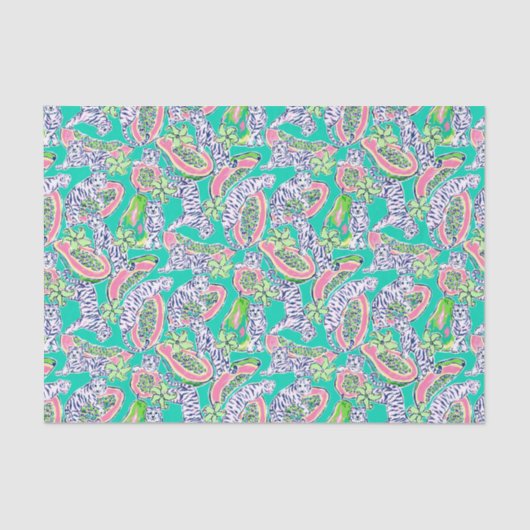 パーム名門私立校風のビーチプリントタイガースアンドパパイアス 薄葉紙 (正面)