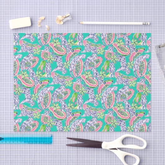 パーム名門私立校風のビーチプリントタイガースアンドパパイアス 薄葉紙 (クラフト)