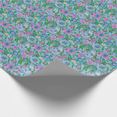 パーム名門私立校風のビーチプリントピンクと緑の花 ラッピングペーパー (角)