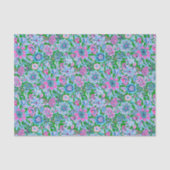パーム名門私立校風のビーチプリントピンクと緑の花 薄葉紙 (正面)