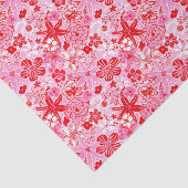 パーム名門私立校風のビーチプリントピンクと赤の花 薄葉紙 (詳細)