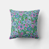 パーム名門私立校風のビーチプリントピンクグリーンフローラモノグラム クッション (裏面)