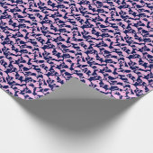 パーム名門私立校風のビーチプリントピンク&ネイビーフラミンゴ ラッピングペーパー (角)