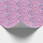 パーム名門私立校風のビーチプリントピンク&ブルーシーシェル ラッピングペーパー (角)