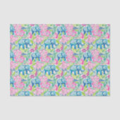 パーム名門私立校風のビーチプリントブルーとピンクゾウ 薄葉紙 (正面)