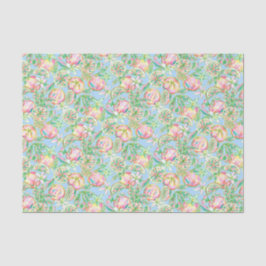 パーム名門私立校風のビーチプリントブルー&ピンクオレンジ 薄葉紙