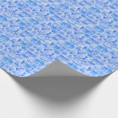 パーム名門私立校風のビーチプリントブルー&ホワイトアニマルバカイ ラッピングペーパー (角)