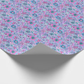 パーム名門私立校風のビーチプリントラベンダーとピンクの花 ラッピングペーパー (角)