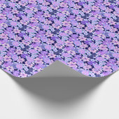 パーム名門私立校風のビーチプリントラベンダー&パープルウミガメ ラッピングペーパー (角)