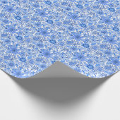 パーム名門私立校風のビーチプリント青と白の花 ラッピングペーパー (角)