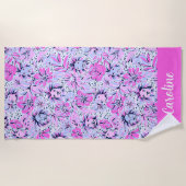 パーム名門私立校風のビーチラベンダーライオンズパーソナライズされた ビーチタオル (正面)