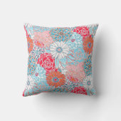 パーム名門私立校風のビーチレッド&ブルーフラワーズモノグラム クッション (裏面)