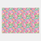 パーム名門私立校風のビーチ海シェルカニ花パターン ラッピングペーパーシート (正面)