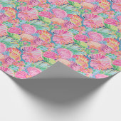 パーム名門私立校風のビーチ海シェルパターン ラッピングペーパー (角)