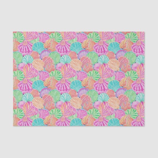 パーム名門私立校風のビーチ海シェルパターン 薄葉紙 (正面)