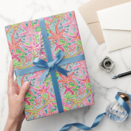 パーム名門私立校風のビーチ海ヒトデ模様 ラッピングペーパー