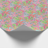 パーム名門私立校風のビーチ海ヒトデ模様 ラッピングペーパー (角)