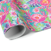 パーム名門私立校風のビーチ海フローラカニのパターン ラッピングペーパー (ロールコーナー)