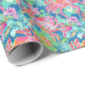 パーム名門私立校風のビーチ海フローラカニのパターン ラッピングペーパー (ロールコーナー)