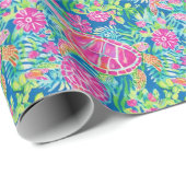 パーム名門私立校風のビーチ熱帯亀のパターン ラッピングペーパー (ロールコーナー)