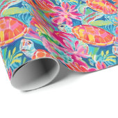 パーム名門私立校風のビーチ熱帯亀のパターン ラッピングペーパー (ロールコーナー)