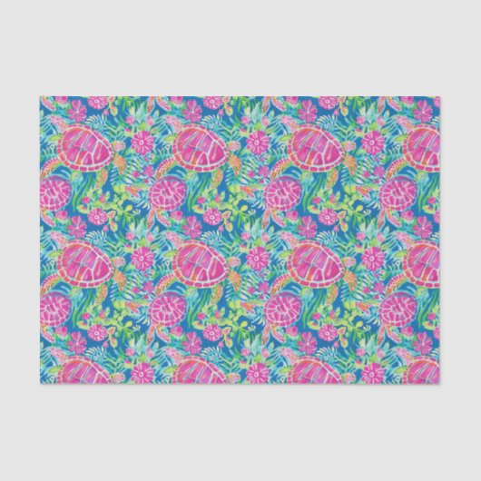 パーム名門私立校風のビーチ熱帯亀のパターン 薄葉紙 (正面)