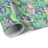 パーム名門私立校風のビーチ熱帯人魚パターン ラッピングペーパー (ロールコーナー)