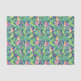 パーム名門私立校風のビーチ熱帯人魚パターン 薄葉紙