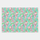 パーム名門私立校風のビーチ熱帯花パターン ラッピングペーパーシート (正面3)