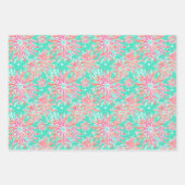 パーム名門私立校風のビーチ熱帯花パターン ラッピングペーパーシート (正面2)