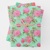 パーム名門私立校風のビーチ熱帯花パターン ラッピングペーパーシート (インサイチュ)