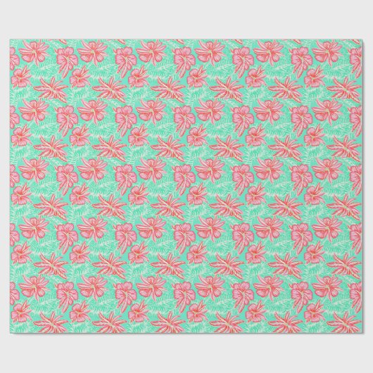 パーム名門私立校風のビーチ熱帯花パターン ラッピングペーパー (フラット)