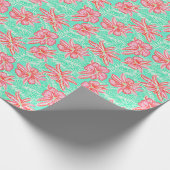 パーム名門私立校風のビーチ熱帯花パターン ラッピングペーパー (角)