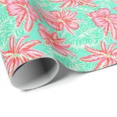 パーム名門私立校風のビーチ熱帯花パターン ラッピングペーパー (ロールコーナー)