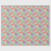 パーム名門私立校風のビーチ熱帯花パターン ラッピングペーパー (フラット)