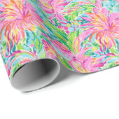 パーム名門私立校風のビーチ熱帯花パターン ラッピングペーパー (ロールコーナー)