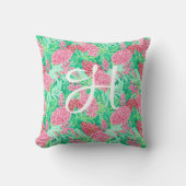 パーム名門私立校風のビーチ熱帯花モノグラム クッション (正面)