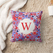 パーム名門私立校風のビーチ赤白青フラワーズモノグラム クッション (ブランケット)