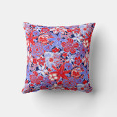 パーム名門私立校風のビーチ赤白青フラワーズモノグラム クッション (裏面)