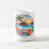 パーム威厳のあるツリーとマグの夕日 コーヒーマグカップ (中央)