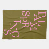 パーム春オリーブとピンクヴィンテージ キッチンタオル (横)