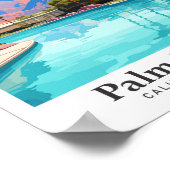 パーム春カリフォルニアトラベルイラストレーション ポスター (角)