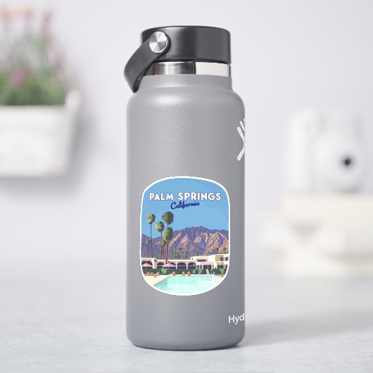 パーム春カリフォルニアプールホテルツリーズレトロ シール (HydroFlask)
