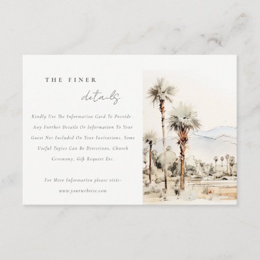 パーム春カリフォルニア結婚ランドスケープ詳細 エンクロージャーカード (正面)