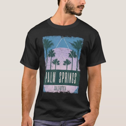 パーム春カリフォルニアCAヴィンテージVaporwaveレトロ Tシャツ (正面)